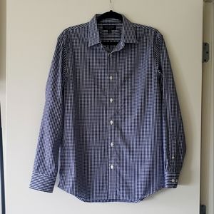 Banana blue gingham men's button down shirt